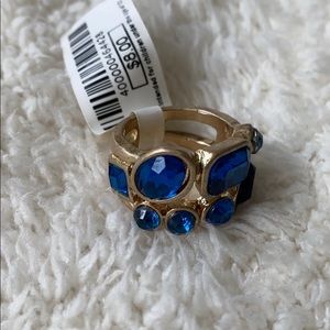Blue and gold fashion ring